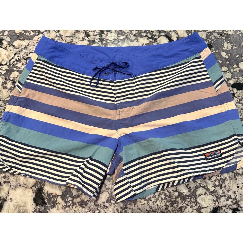 Patagonia Women Multi Color Striped Board Shorts NetPlus Recycled Size 10
